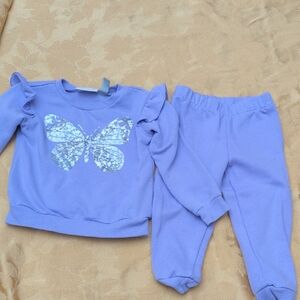 Purple Butterfly Toddler Sweatshirt and Pants Set